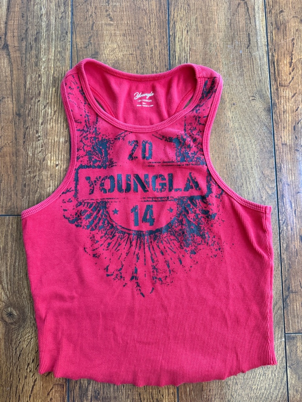 YoungLA Red Ribbed Graphic Tank Top
